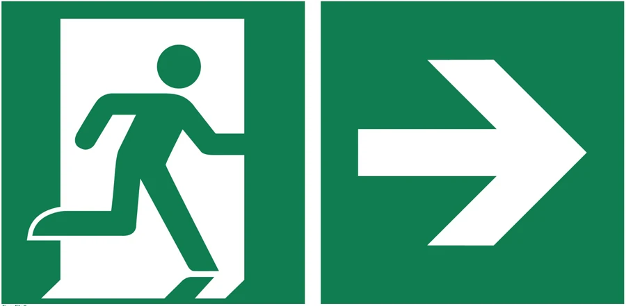 Rettungszeichen Rettungsweg rechts 200 x 400 mm